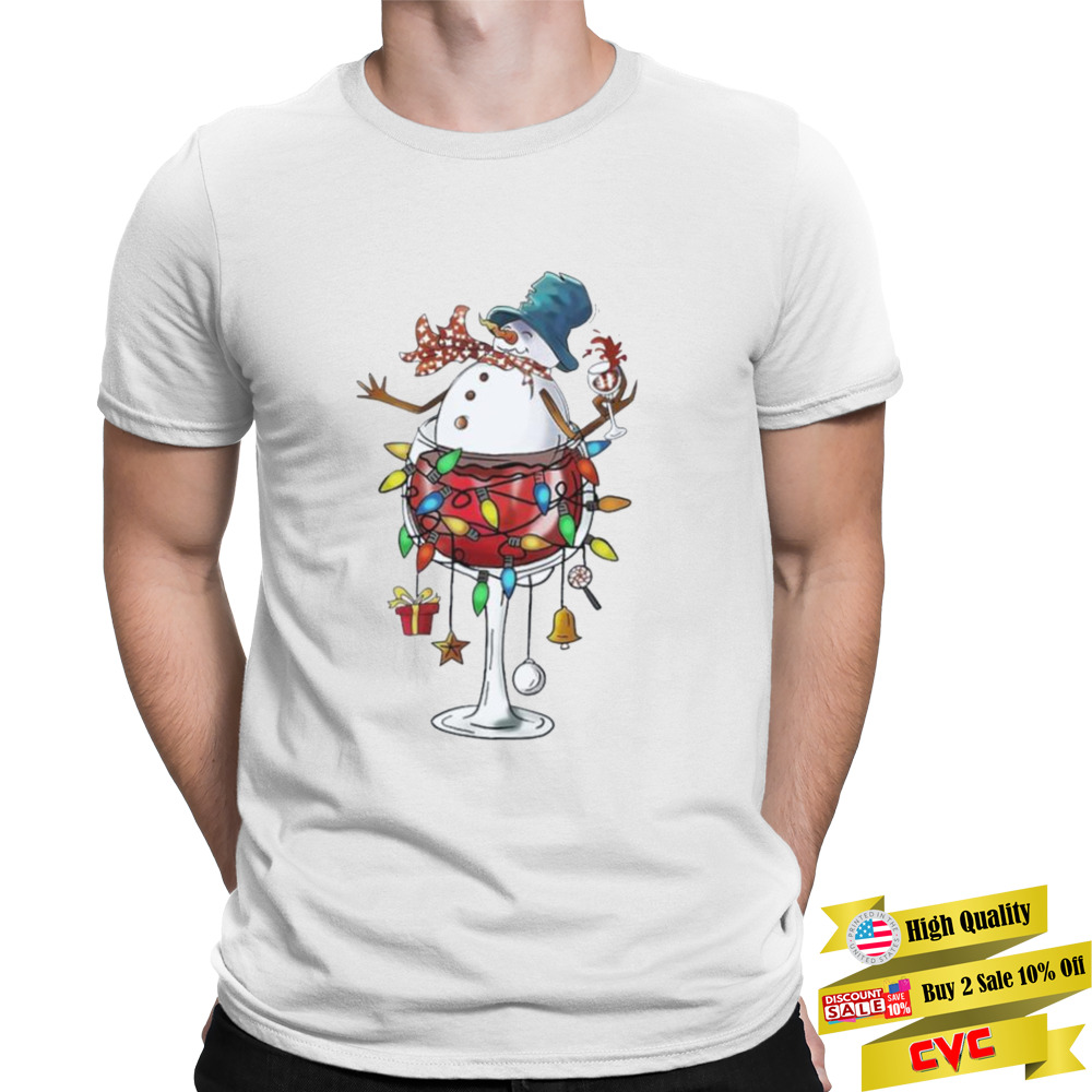 Glass Of Red Wine Snowman Drinker Christmas shirt 1 Unisex T-shirt