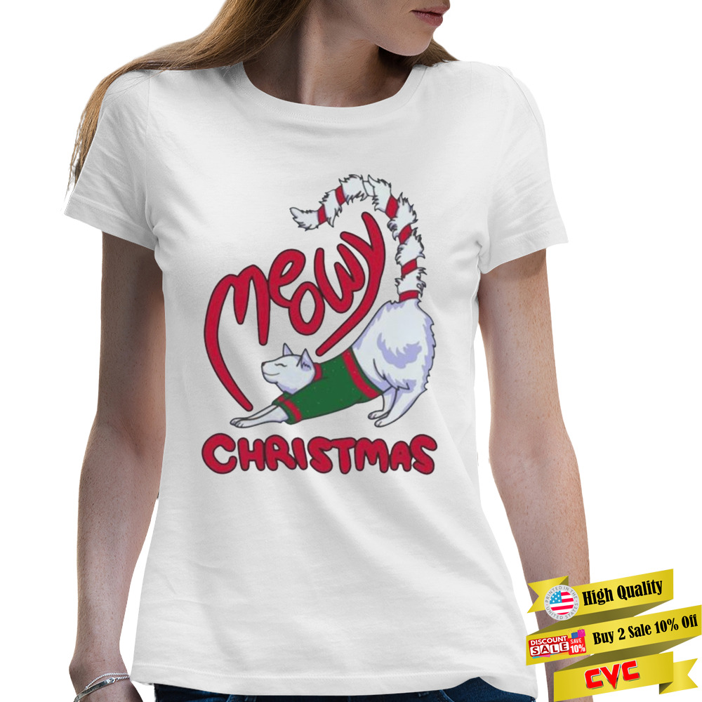 Meowy Christmas Cat Mom Christmas 2022 shirt 2 Premium Ladies T-shirt
