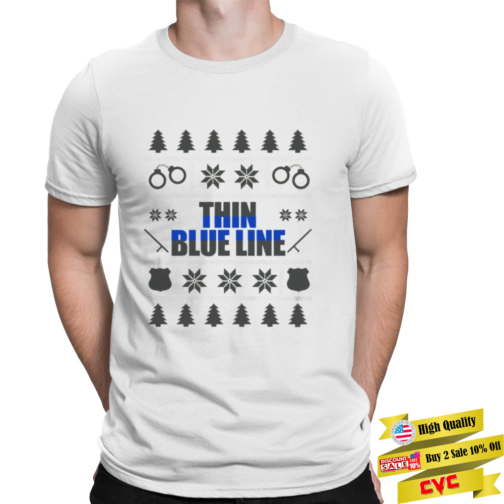 Thin Blue Line Ugly Christmas Police Christmas shirt 1 Unisex T-shirt