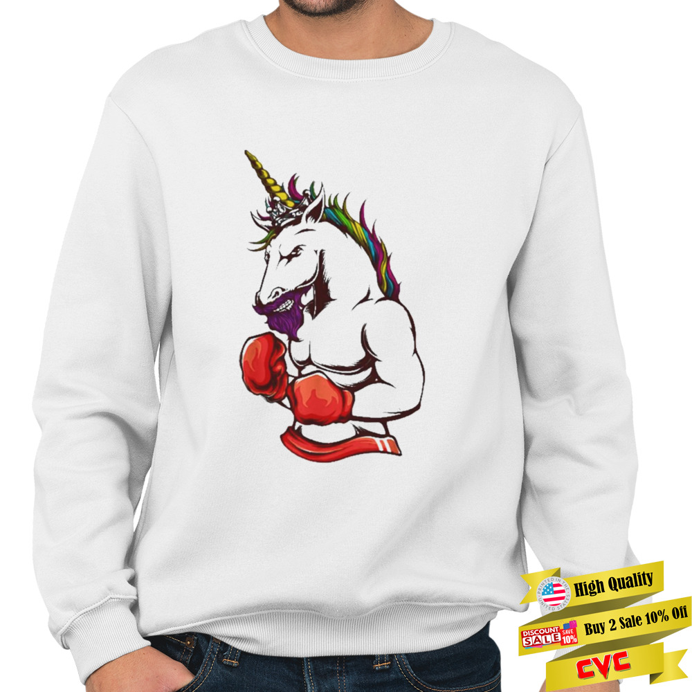 Unicorn boxing training or workout men women boxers shirt 5 Crewneck Sweatshirt