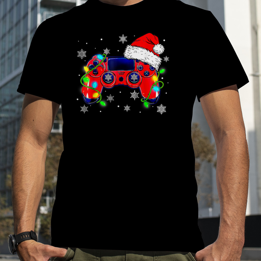 Video Game Controller Christmas Santa Hat Gamer Boys T-Shirt B0BHDBMP7Q