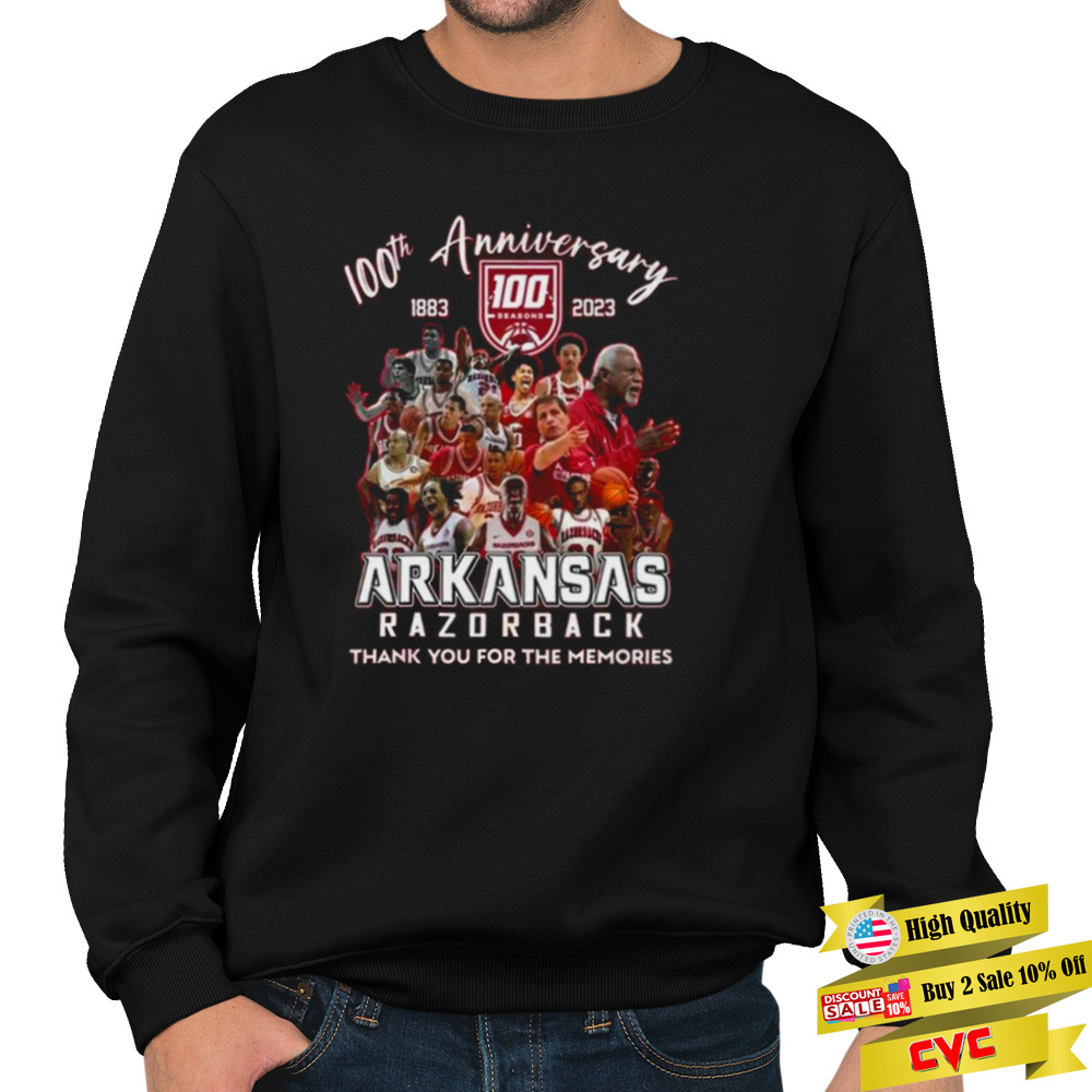 100th Anniversary 1883 2023 Arkansas Razorback Thank You For The Memories T-Shirt 5 Unisex Crewneck Sweatshirt