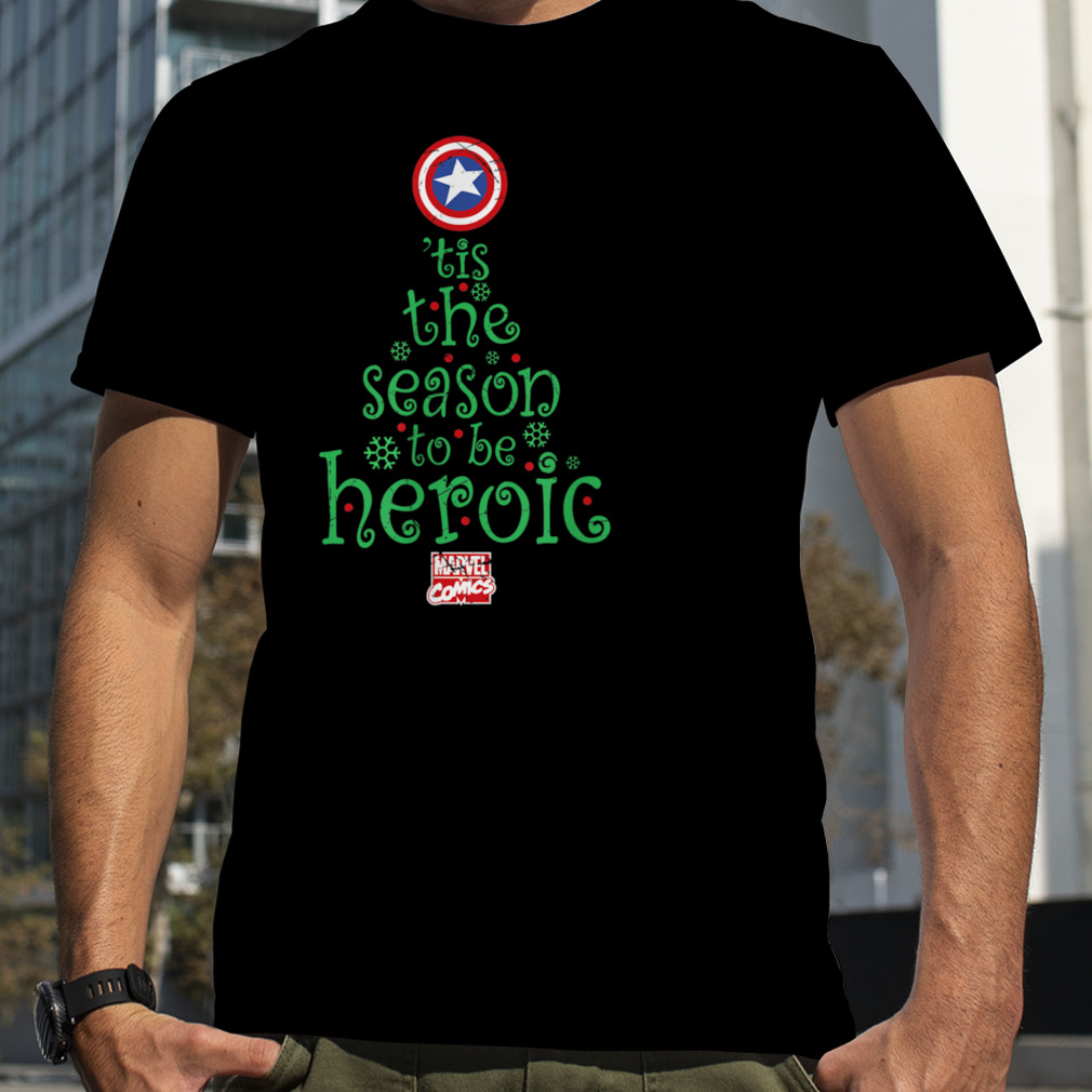 Marvel Captain America Heroic Holiday Tree T-Shirt B07M5QDDKZ
