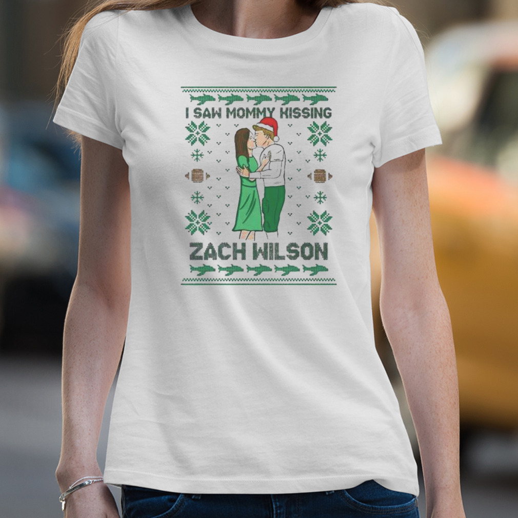 I saw mommy kissing zach wilson 2022 ugly Christmas sweater, hoodie,  sweater, long sleeve and tank top