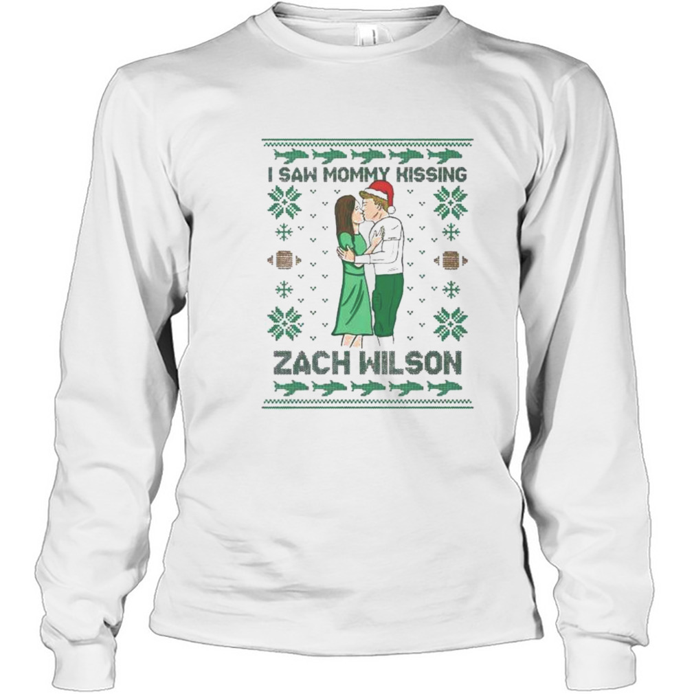 I saw mommy kissing zach wilson 2022 ugly Christmas sweater, hoodie,  sweater, long sleeve and tank top