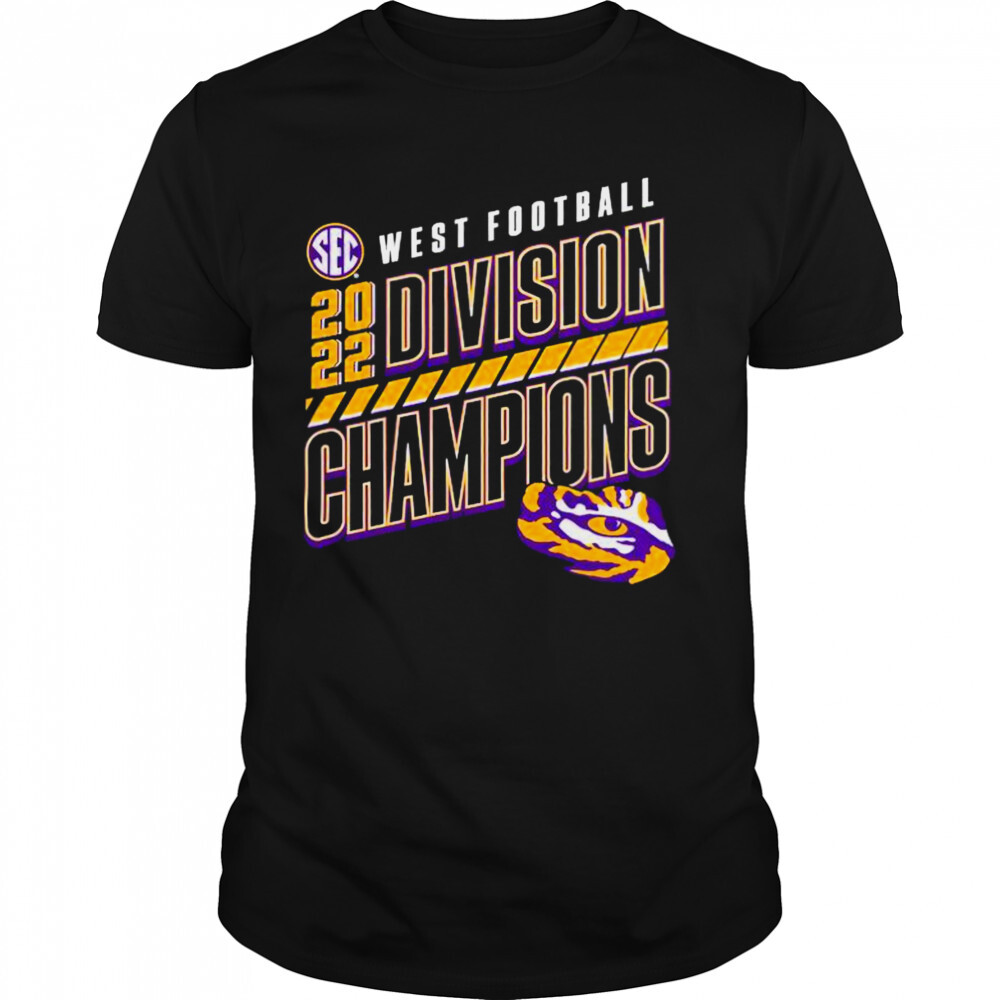 LSU Tigers 2022 SEC West Division Football Champions Slanted Knockout T-Shirt
