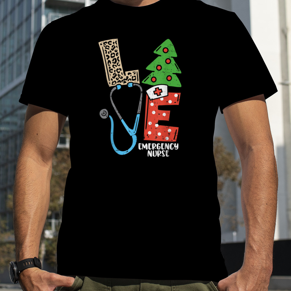 Love Stethoscope Snowflake Emergency Nurse Christmas Scrub T-Shirt B0BM9SB53K