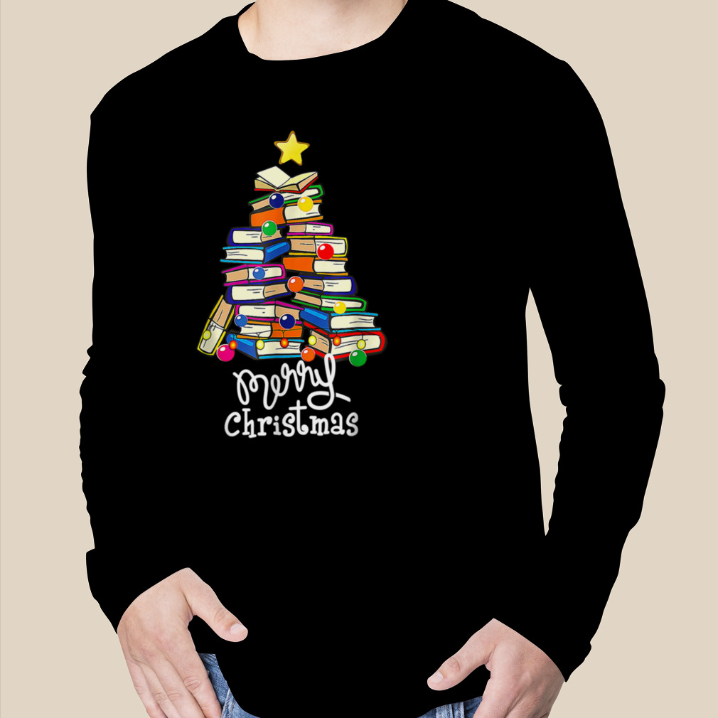Merry Christmas Tree Shirt Love Reading Books Librarian Nerd Merry Christmas Tree Shirt Love Reading Books Librarian Nerd