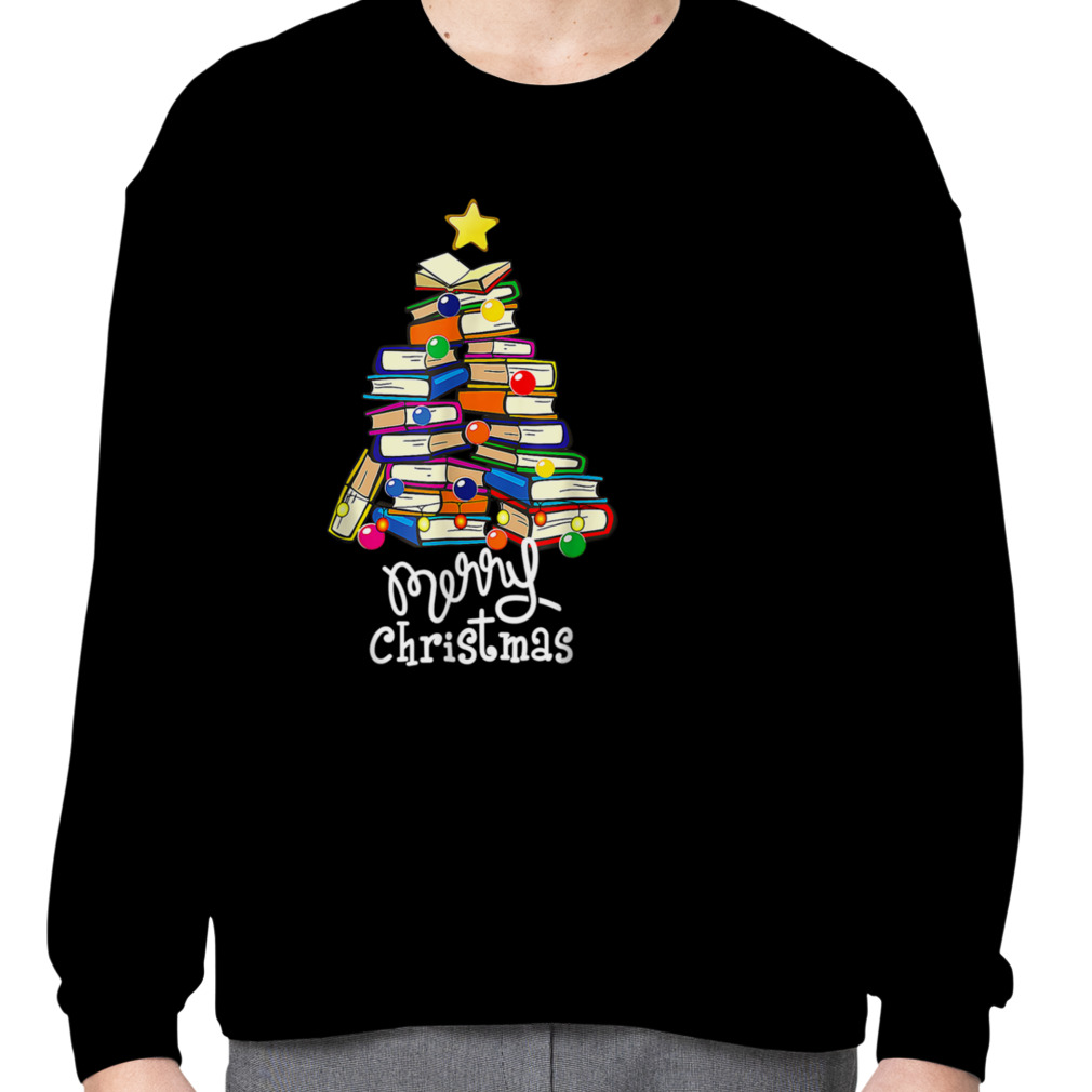 Merry Christmas Tree Shirt Love Reading Books Librarian Nerd Merry Christmas Tree Shirt Love Reading Books Librarian Nerd