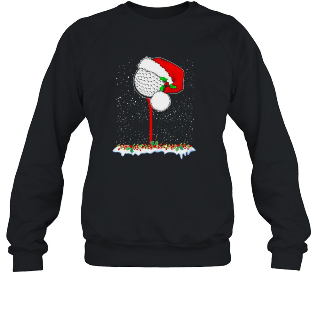 golf ball with santa hat Christmas holiday shirt