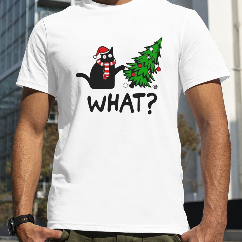 Black Cat Christmas Tree What Shirt