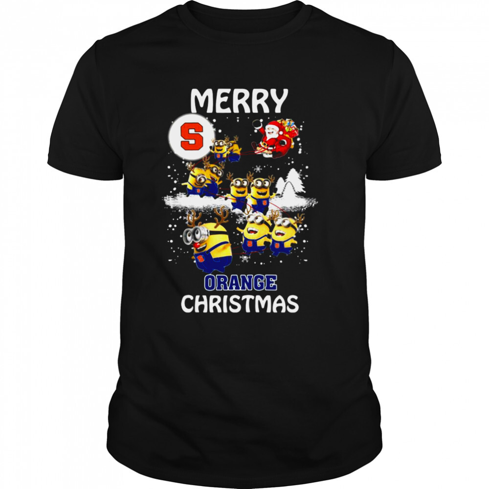 Santa Claus With Sleigh Minions Syracuse Orange Christmas shirt