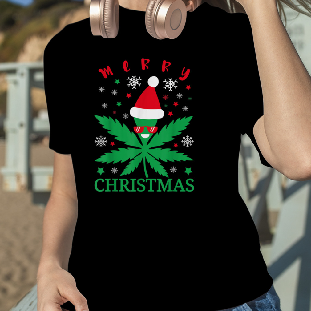 Funny Weed Cannabis Christmas Stoner T-Shirt B0BM7V77QD