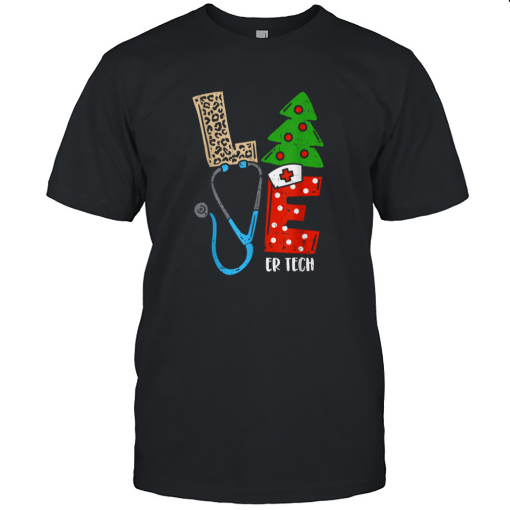 Love Stethoscope Snowflake ER Tech Christmas Scrub 2022 Xmas Shirt