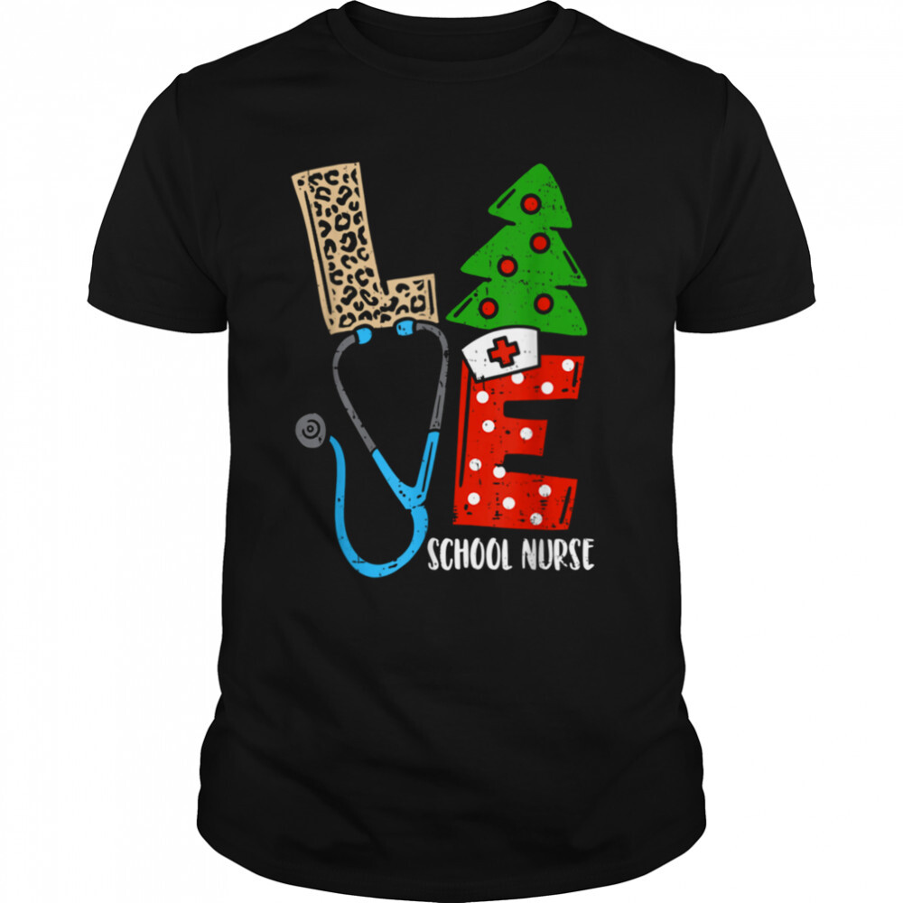 Love Stethoscope Snowflake School Nurse Christmas Scrub Xmas Shirt