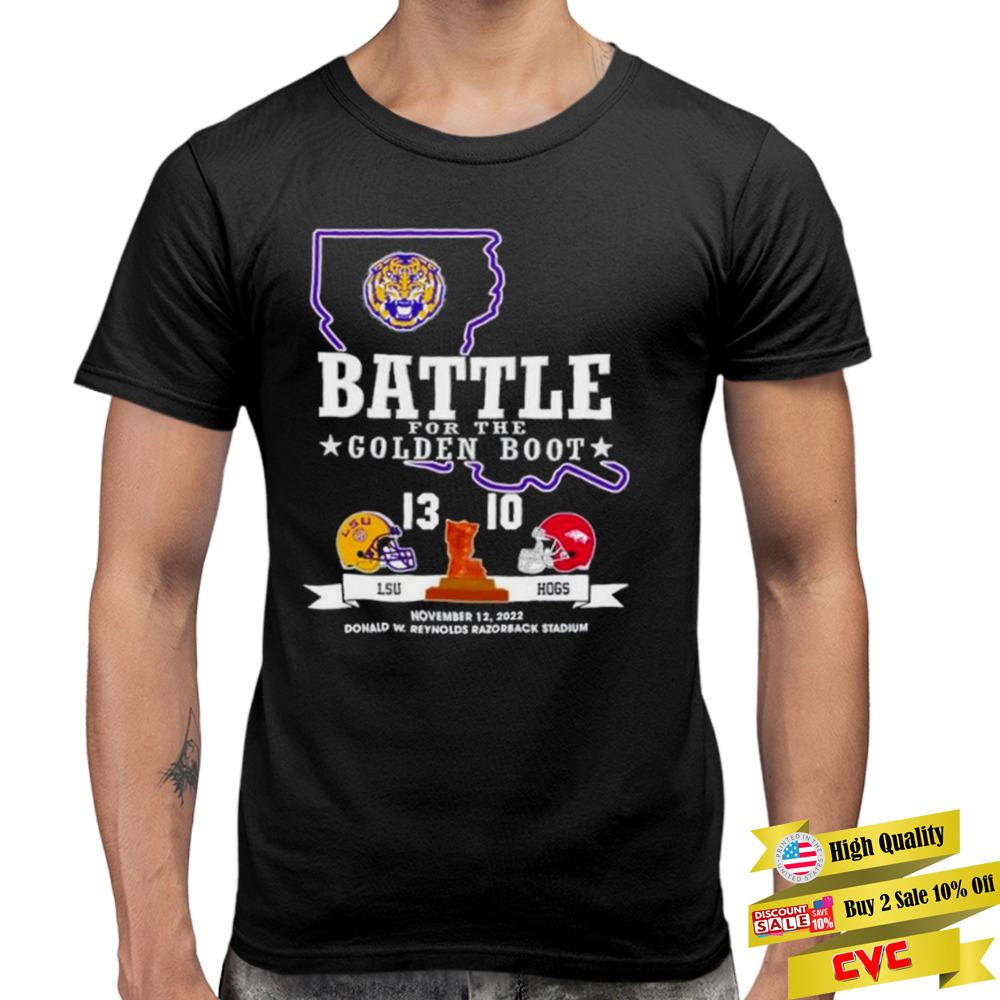Lsu Tiger 13 10 Arkansas Razorback Football Battle For The Golden Boot 2022 Final Score Shirt 3 Premium Men Tee