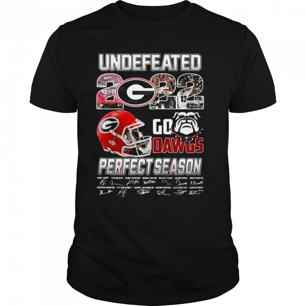 NCAA Georgia Bulldogs Football Undefeated 2022 Go Dawgs Perfect Season Signatures Shirt