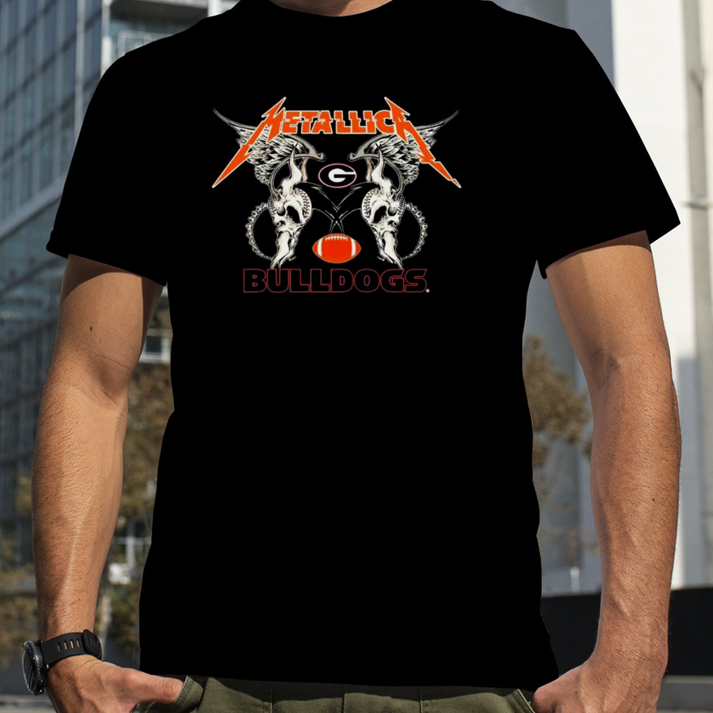 NFL Georgia Bulldogs Logo Black Metallica Wings Shirt