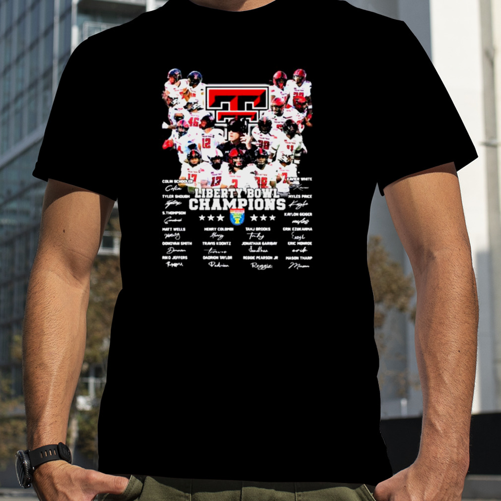 Texas Tech Red Raiders 2022 Liberty Bowl Champions signatures shirt