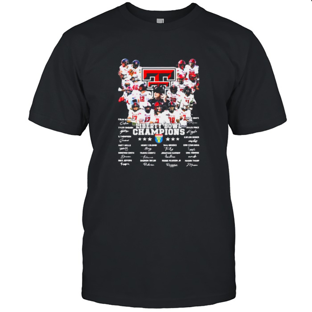 Texas Tech Red Raiders 2022 Liberty Bowl Champions signatures shirt