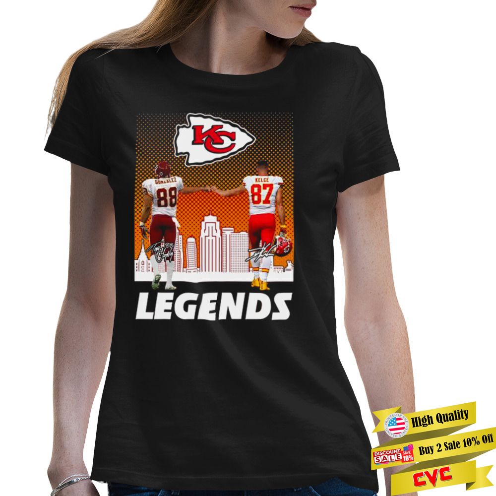 Kansas City Chiefs Tony Gonzalez and Travis Kelce Legends signatures shirt 2 Premium Ladies Tee