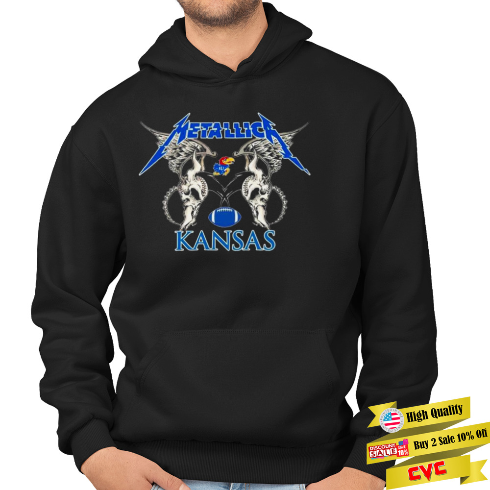 NFL Kansas Jayhawks Logo Black Metallica Wings Shirt 4 Hoodie