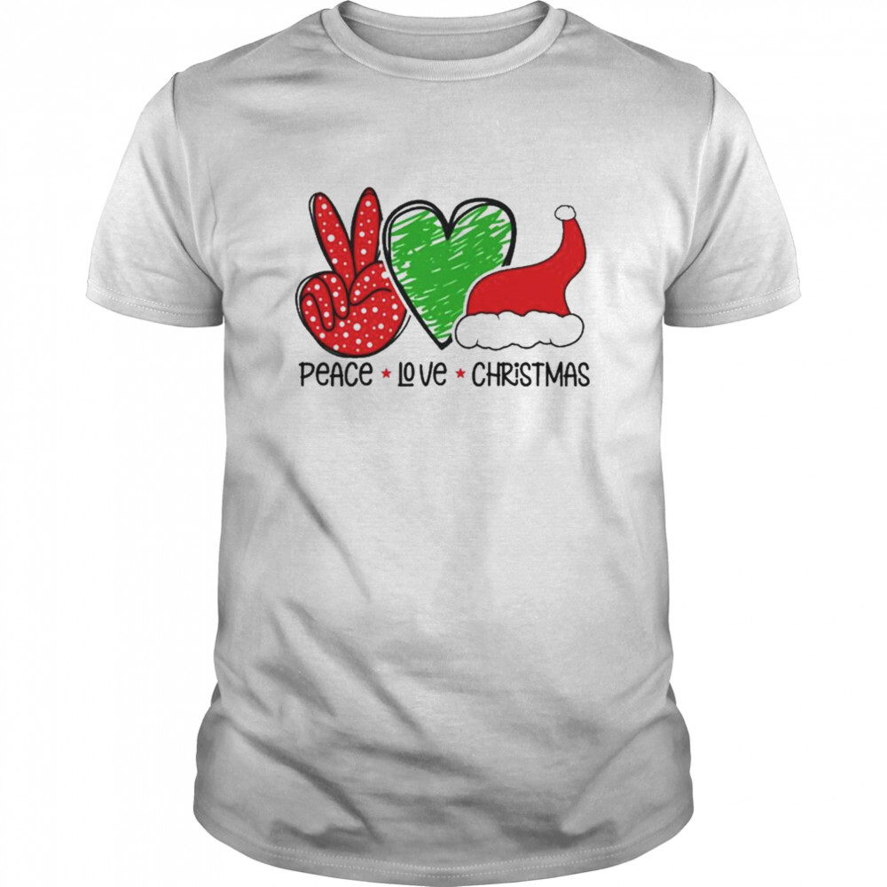 Peace Love Christmas Santa Hat shirt
