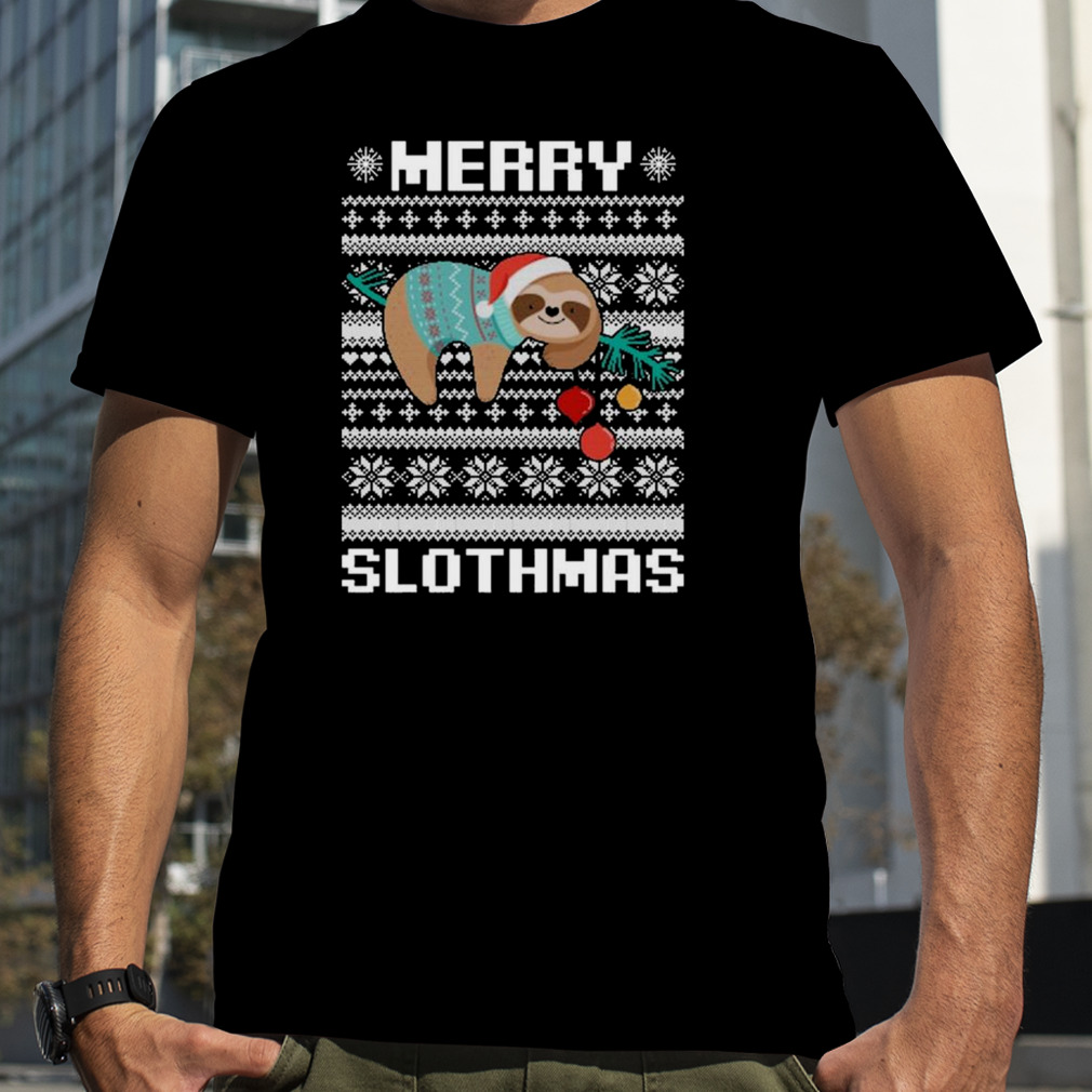 Santa Sloth Merry Slothmas ugly Christmas shirt