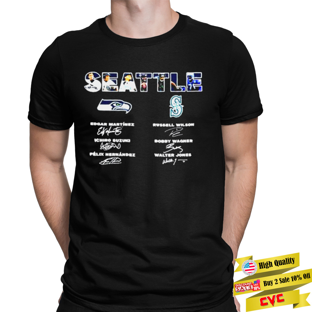 Seattle sport teams Edgar Martinez Russell Wilson Corp Suzuki signatures shirt 1 Unisex Tee