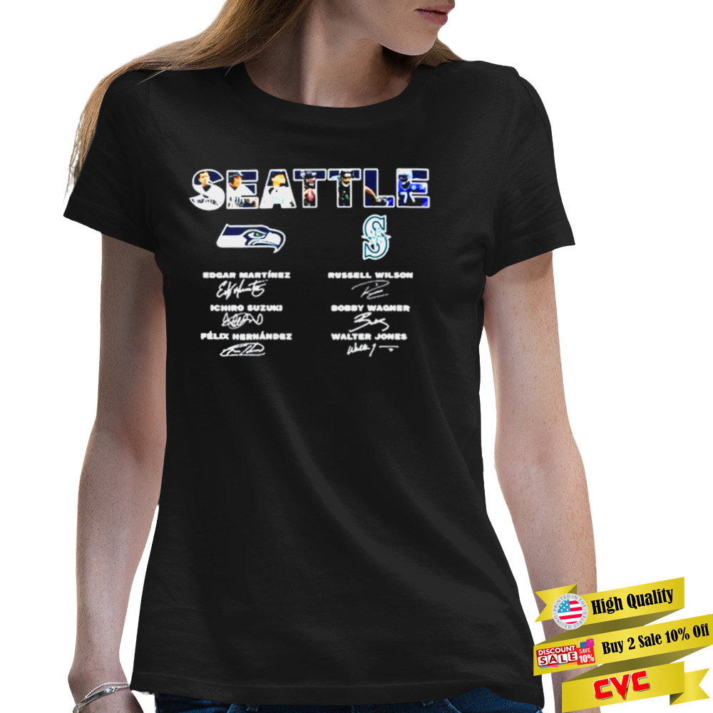 Seattle sport teams Edgar Martinez Russell Wilson Corp Suzuki signatures shirt 2 Premium Ladies Tee
