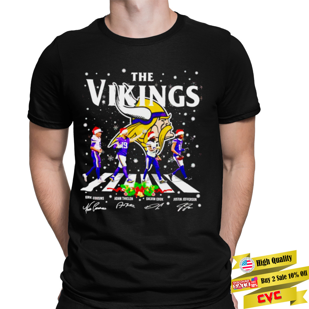 The Minnesota Vikings abbey road Christmas signatures shirt 1 Unisex Tee
