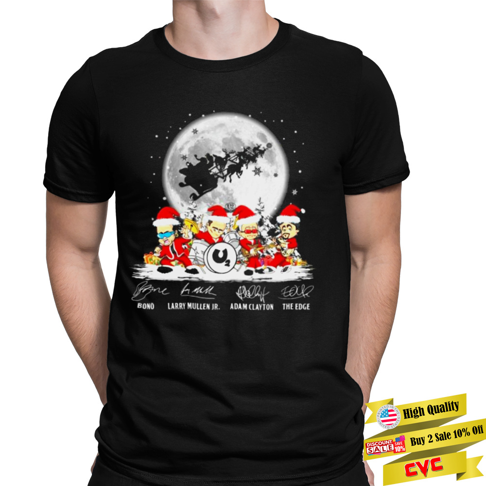 U2 Bono Larry Mullen Jr. Adam Clayton The Edge Signatures Merry Christmas 2022 shirt 1 Unisex Tee