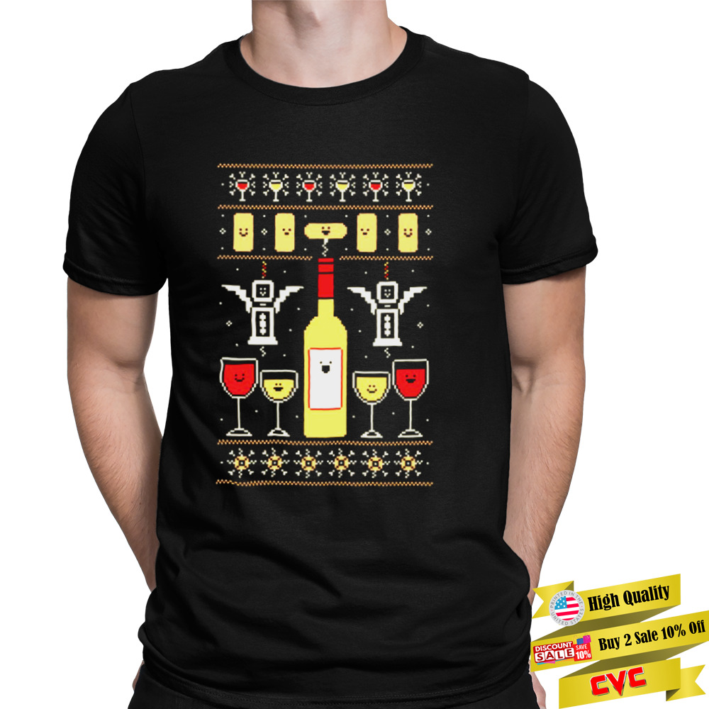 Wine Christmas Ugly Pattern shirt 1 Unisex Tee