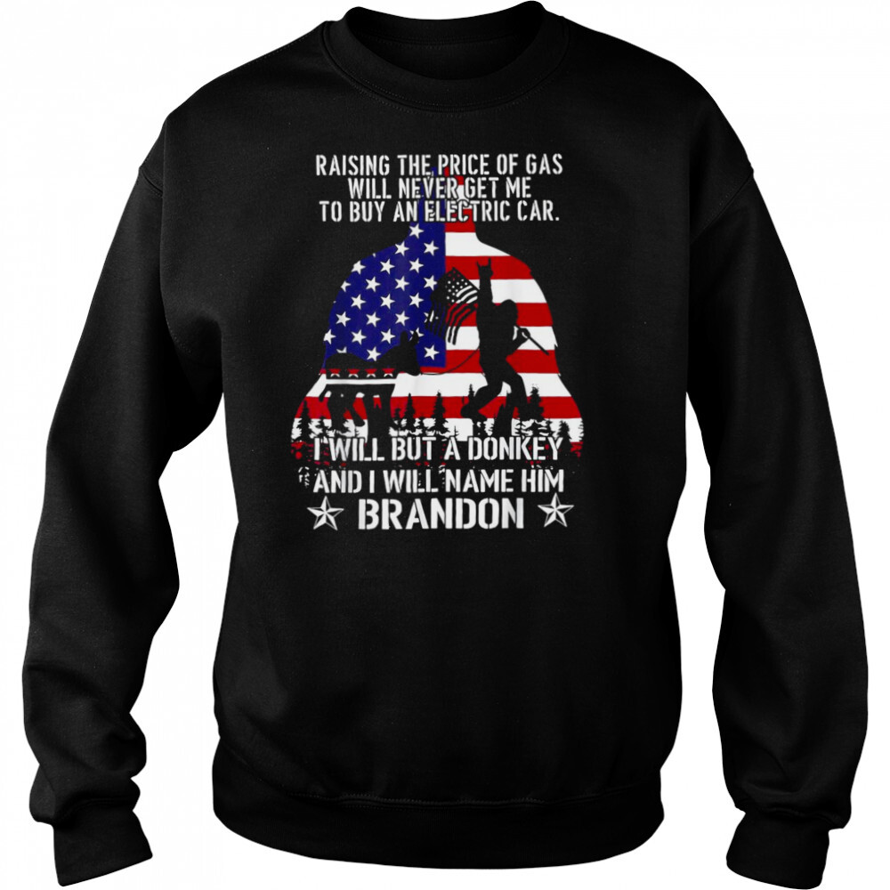 Bigfoot Raising The Price Of Gas Will Never Get Me To Buy An Electric Car USA Flag 2022 Shirt 2 Sweat shirts