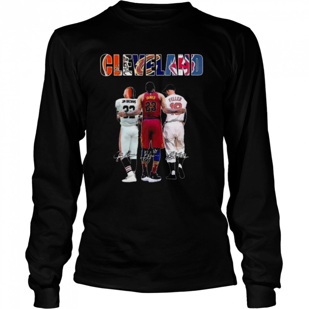 Cleveland Sport Jum Bowns James And Feller Signatures Shirt 3 Long Sleeved shirts