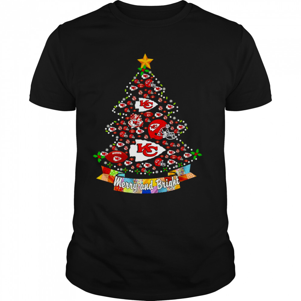 Kansas City Chiefs Christmas tree Merry and Bright shirt 1 Unisex shirts