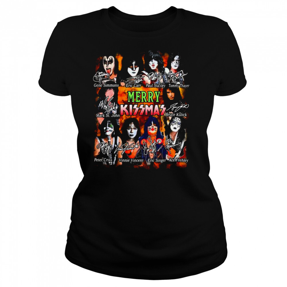 Kiss Merry Kissmas Signatures Christmas 2022 Shirt 4 Women's shirts