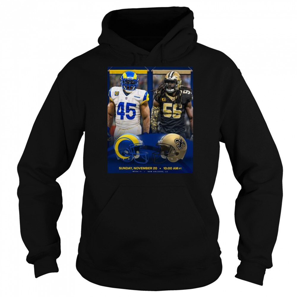 Los Angeles Rams Vs New Orleans Saints Nfl 2022 Gameday Matchup Shirt 5 Hoodie shirts