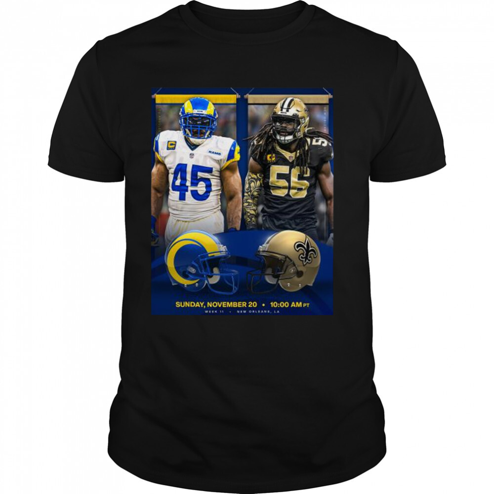 Los Angeles Rams Vs New Orleans Saints Nfl 2022 Gameday Matchup Shirt 1 Unisex shirts