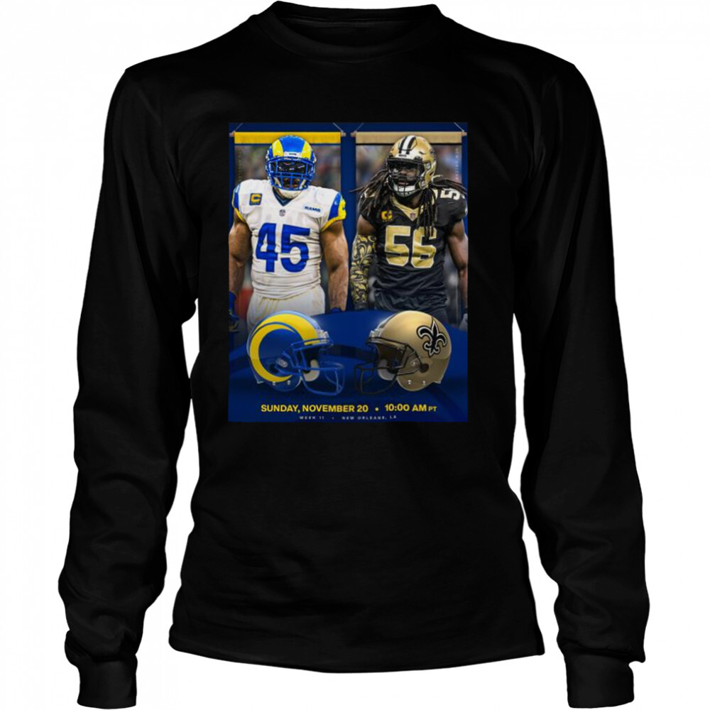 Los Angeles Rams Vs New Orleans Saints Nfl 2022 Gameday Matchup Shirt 3 Long Sleeved shirts