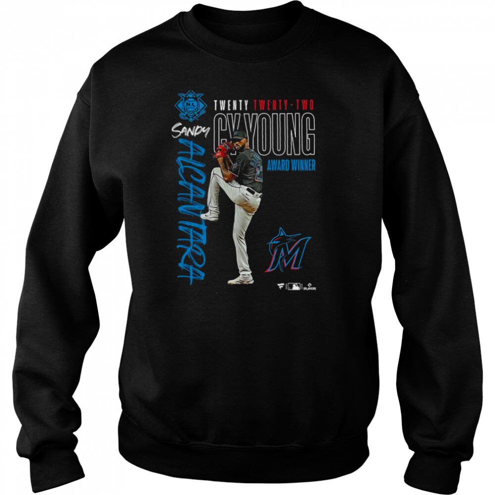 Miami Marlins Sandy Alcantara 2022 NL Cy Young Award Winner Shirt 2 Sweat shirts