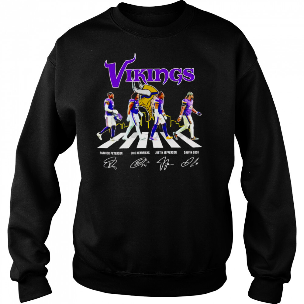 Minnesota Vikings 2022 abbey road signatures shirt 2 Sweat shirts