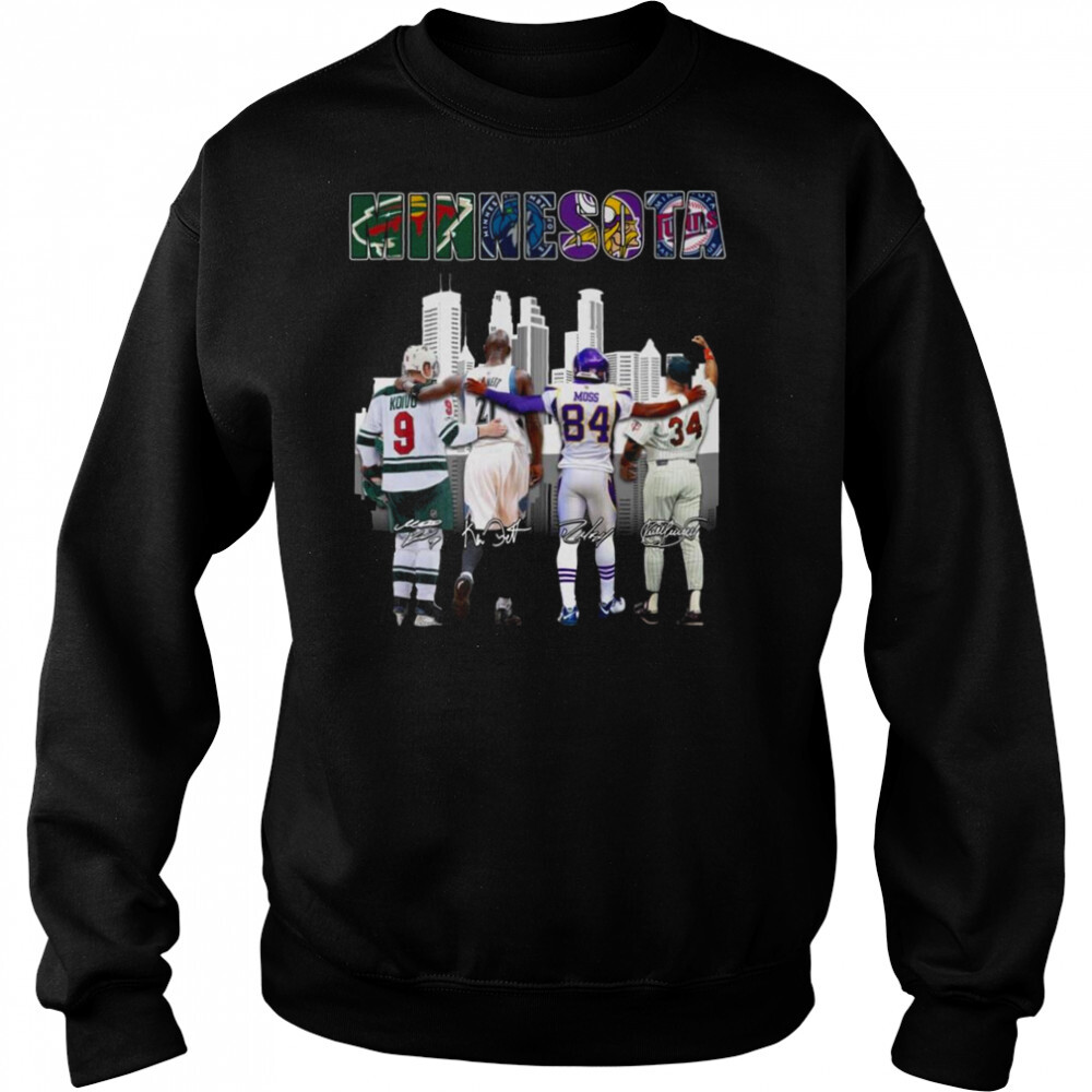 Minnesota Wild Minnesota Timberwolves Minnesota Vikings And Minnesota Twins Champs City 2022 signatures shirt 2 Sweat shirts