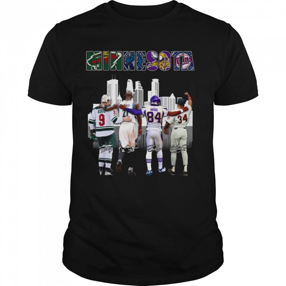 Minnesota Wild Minnesota Timberwolves Minnesota Vikings And Minnesota Twins Champs City 2022 signatures shirt 1 Unisex shirts