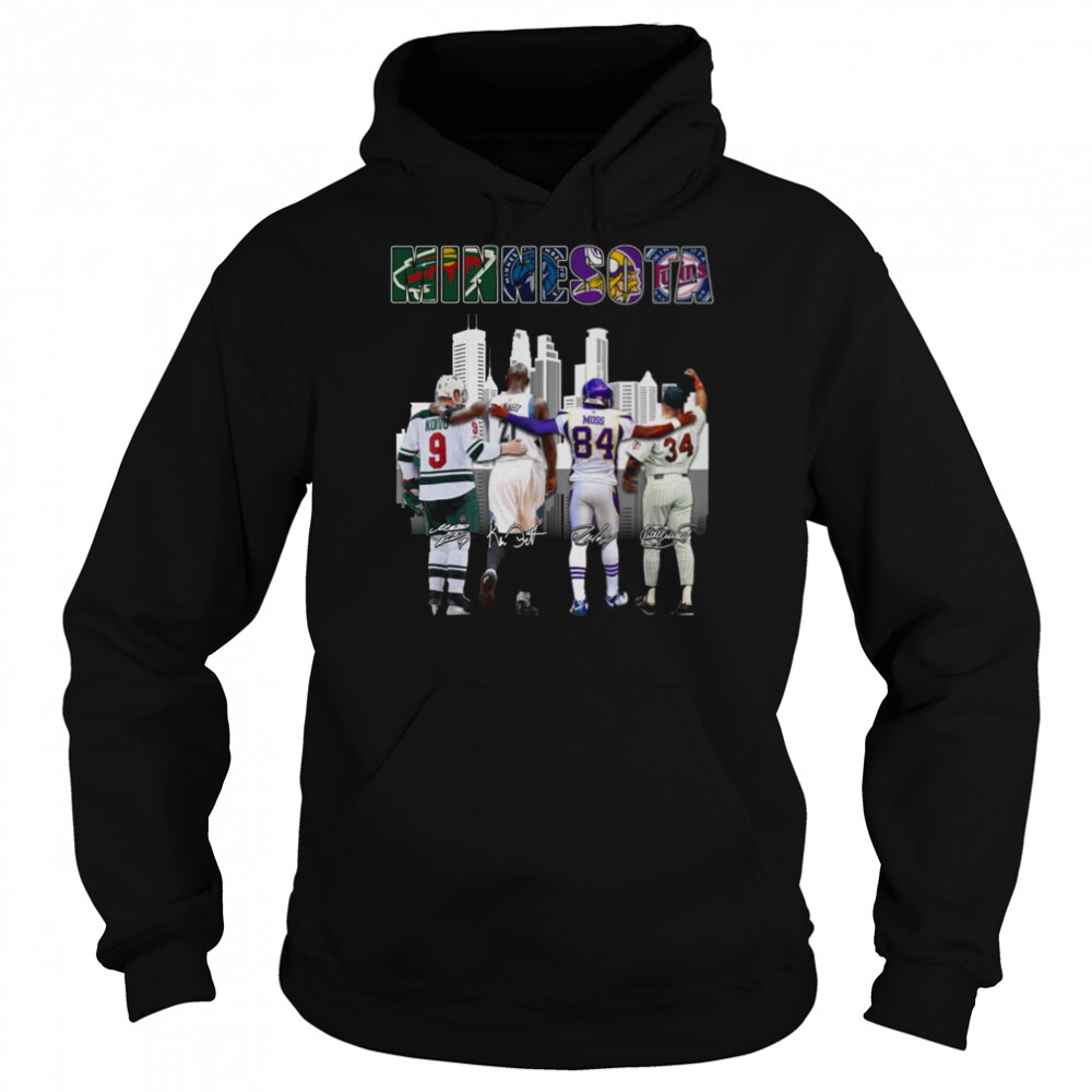 Minnesota Wild Minnesota Timberwolves Minnesota Vikings And Minnesota Twins Champs City 2022 signatures shirt 5 Hoodie shirts