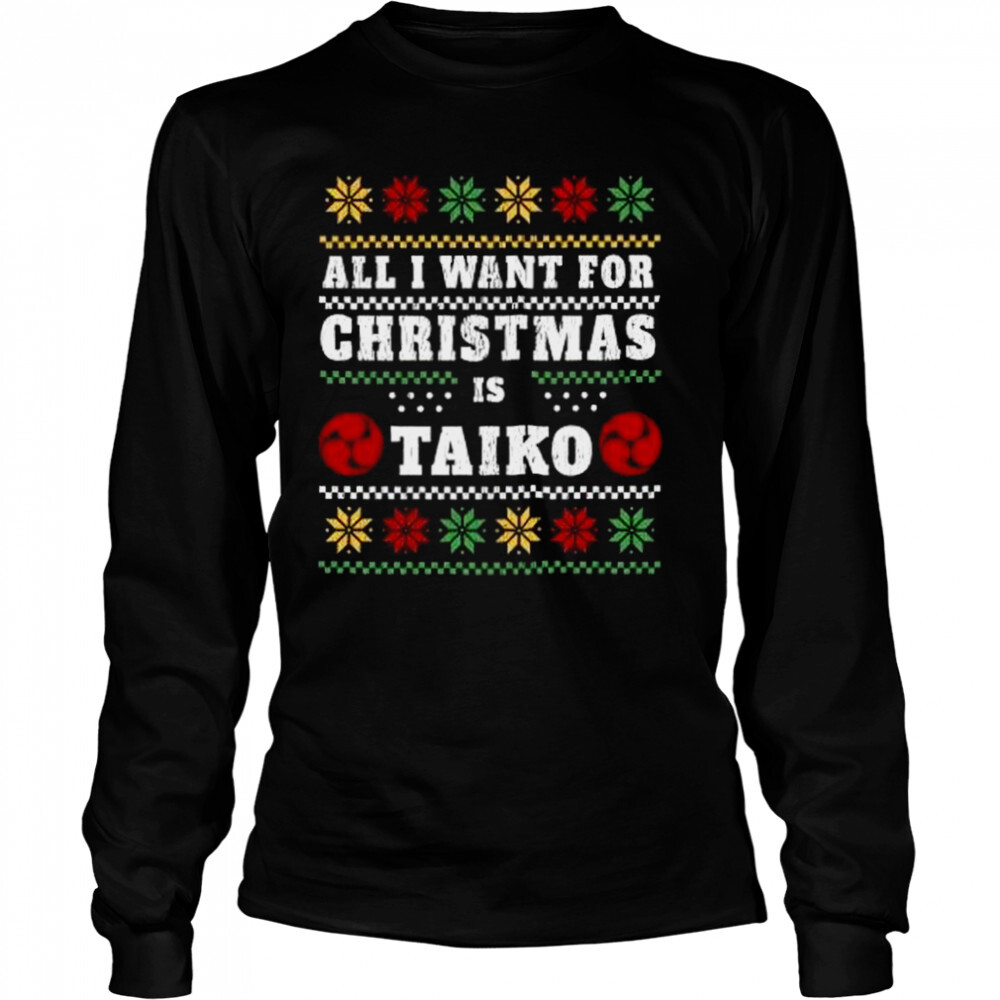 Retro Vintage Ugly Christmas Taiko Drummer Gifts T-Shirt 3 Long Sleeved shirts