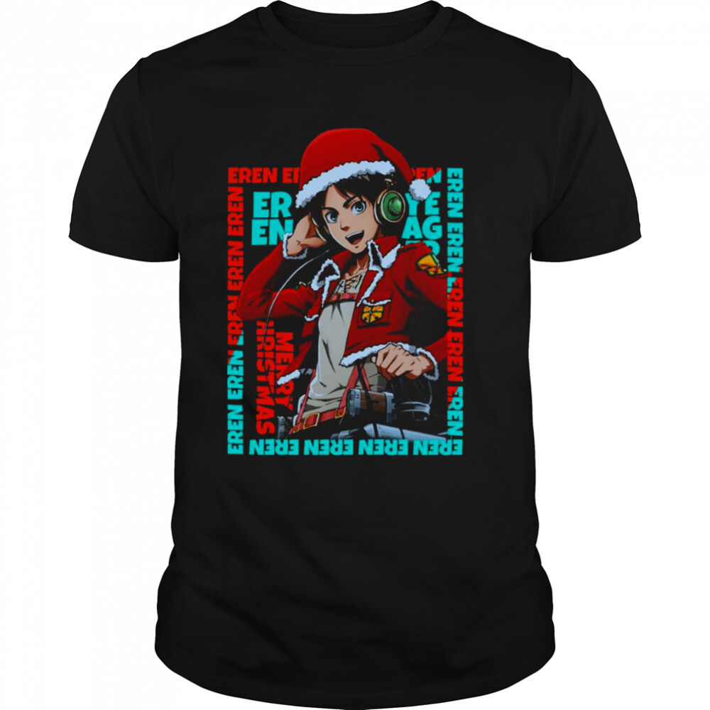 Santa Hat Eren Yeager Attack On Titan Christmas shirt 1 Unisex shirts
