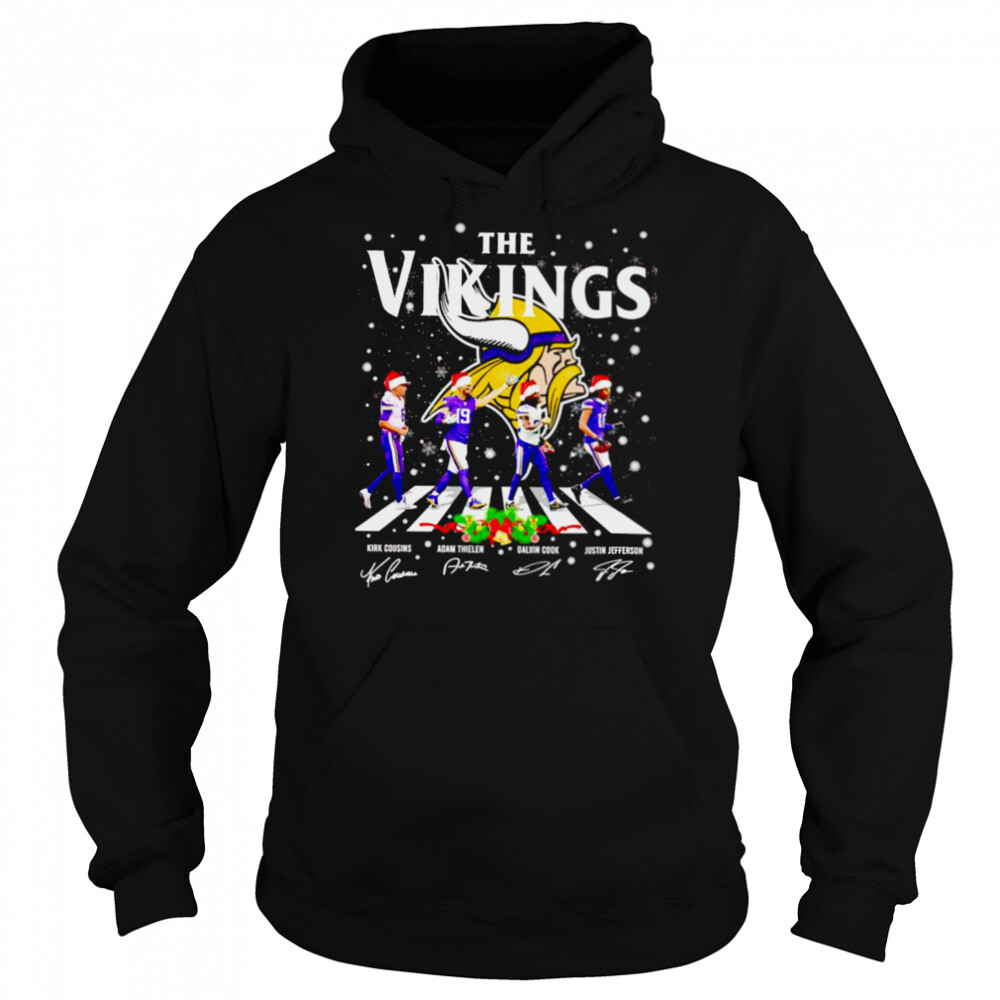 The Minnesota Vikings abbey road Christmas signatures shirt 5 Hoodie shirts