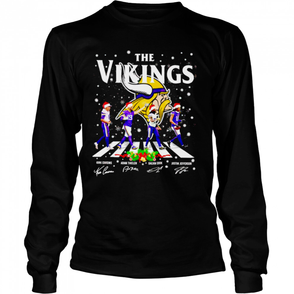 The Minnesota Vikings abbey road Christmas signatures shirt 3 Long Sleeved shirts