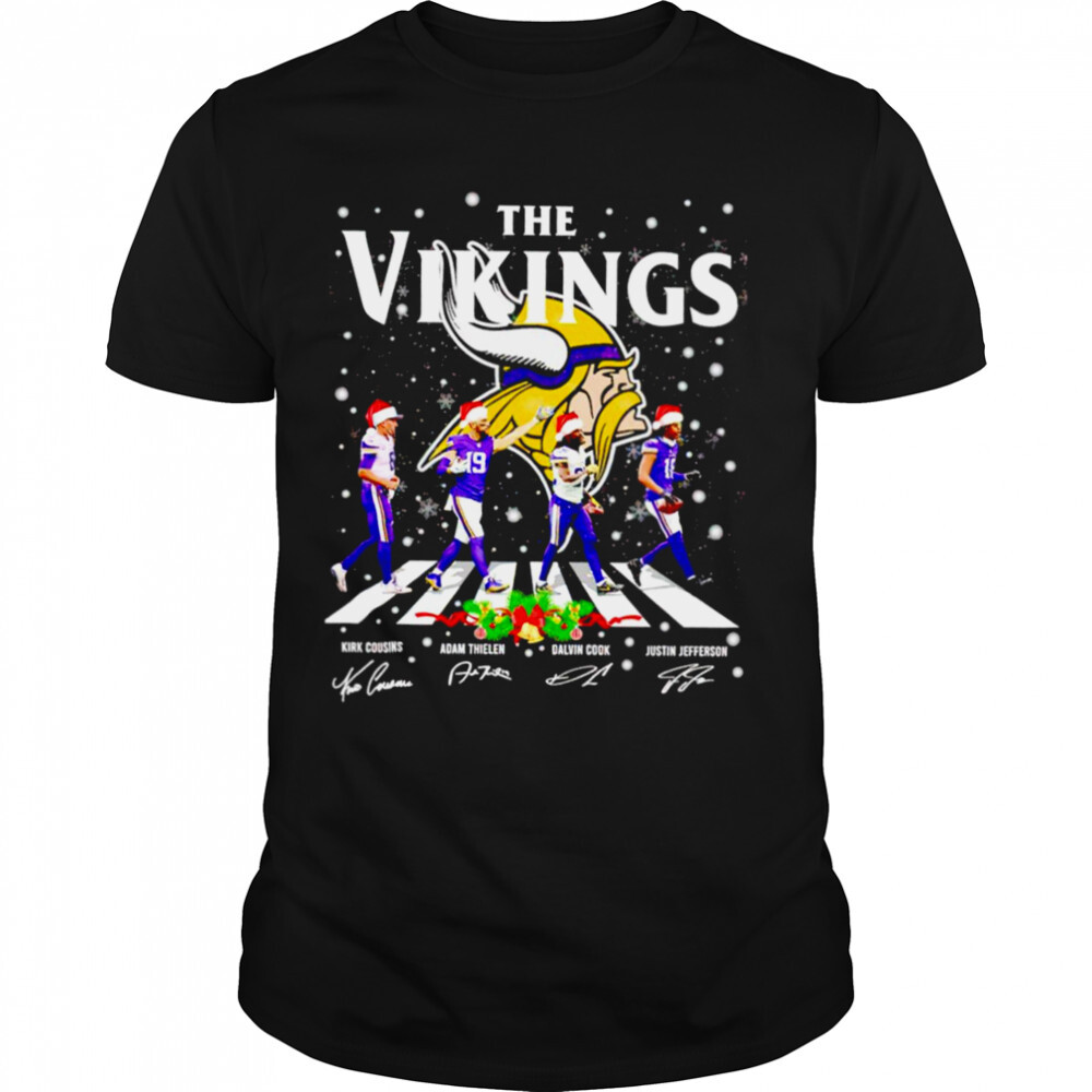 The Minnesota Vikings abbey road Christmas signatures shirt 1 Unisex shirts